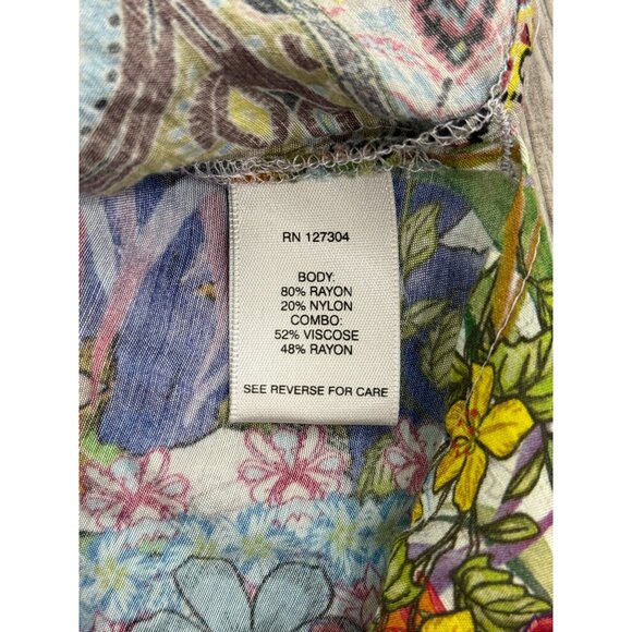 John Mark Mixed Pattern Button-Up Tunic Multicolor Top Boho Art Womens Size M - Picture 7 of 8